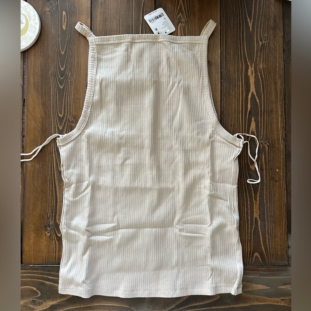 Free People Beige Sleeveless Ribbed Top